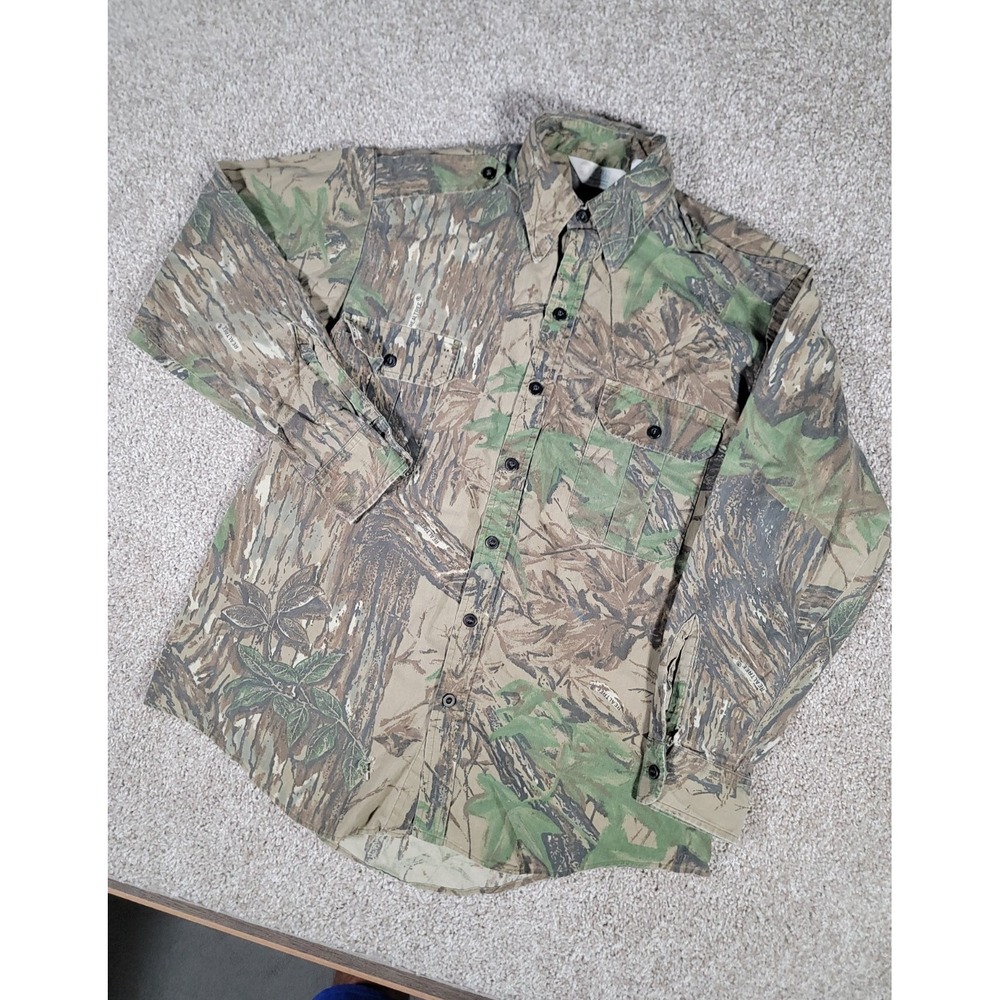Vintage 90s Sports Afield Realtree Camo Hunting Button Up Shirt Medium Outdoors